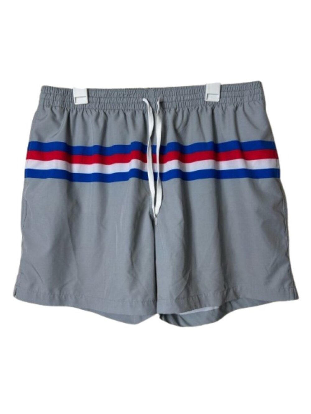 Chubbies gray stripe red white blue swim trunks men's XXL 5.5" inseam